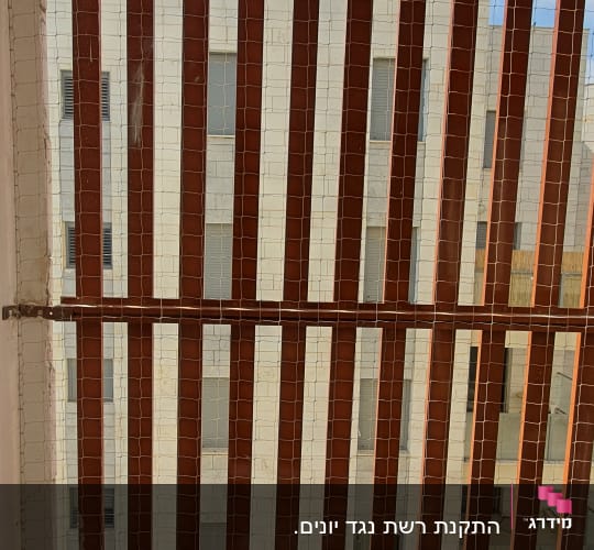 רשת למניעת כניסת יונים מותקנת על חלון